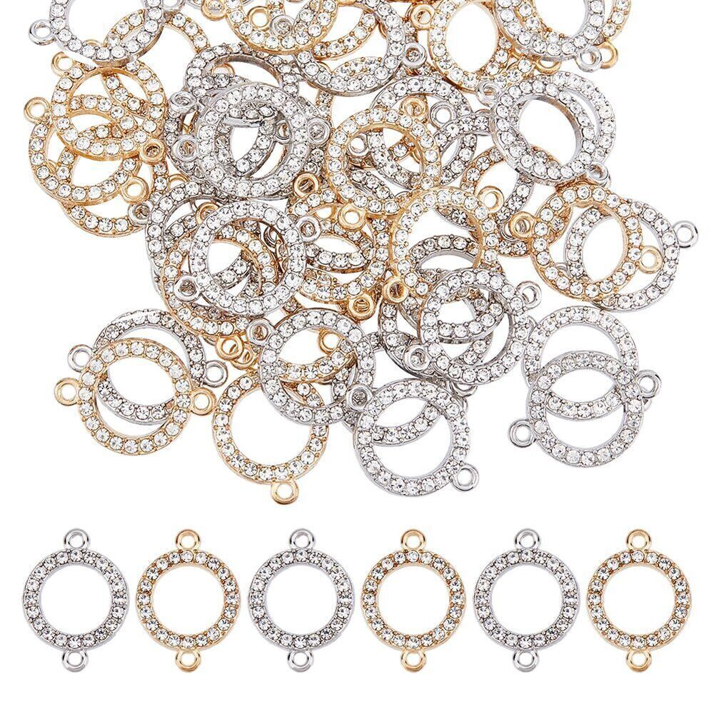 7221 60pcs 14k Gold Connectors Charm Alloy Connector Charm 0.9 Inch Flat